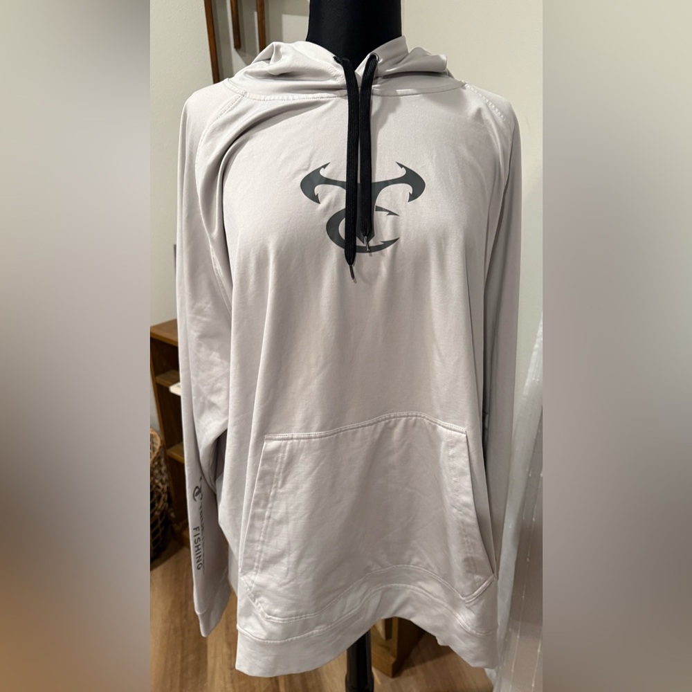 Men's White Hooded Fishing Sweatshirt